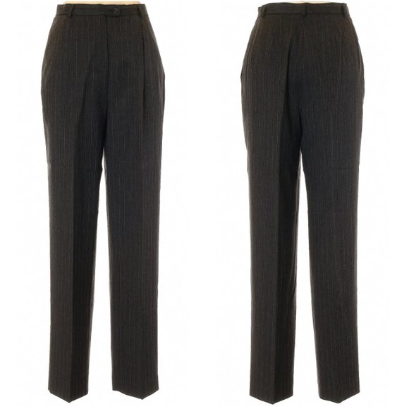 Talbots Pleated Striped Wool Pants - Picture 1 of 7